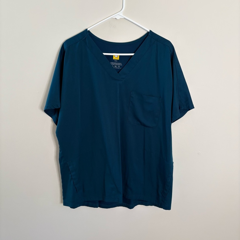 WonderWink Blue Short Sleeve Tee Relaxed Fit Scrub Top Womens XL Medical Uniform